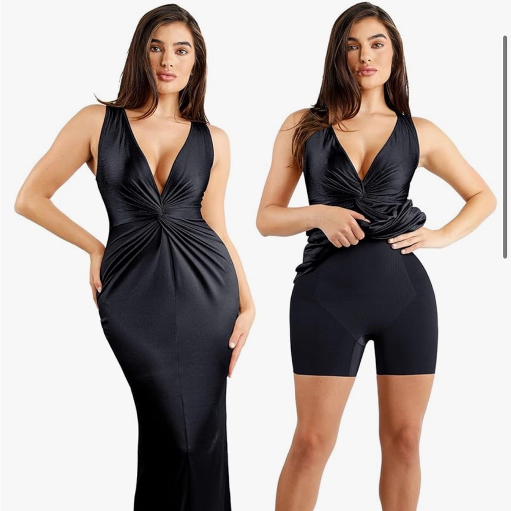 Popilush Deep V Maxi Dress with shapewear inside. Worn once.